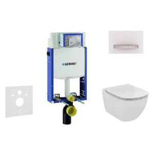 Geberit Kombifix - Modul pro závěsné WC s tlačítkem Sigma50, alpská bílá + Ideal Standard Tesi - WC a sedátko, Rimless, SoftClose 110.302.00.5 NE8