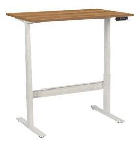 Výškově nastavitelný kancelářský stůl Manutan, 120 x 80 x 62,5 - 127,5 cm, rovné provedení, ABS 2 mm, ořech