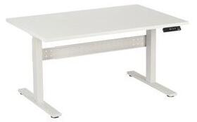 Manutan Expert Výškově nastavitelný kancelářský stůl Manutan, 140 x 80 x 62,5 - 127,5 cm, rovné provedení, ABS 2 mm, dub