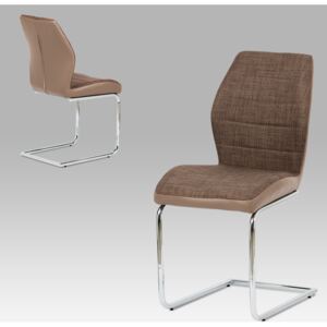Artium Jídelní židle hnědá látka + cappuccino koženka / chrom - DCH-511 BR2