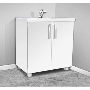 Nabytekmorava Koupelnová skříňka s umývadlem K22 barva skříňky: bílá 113, barva dvířek: bílý lesk