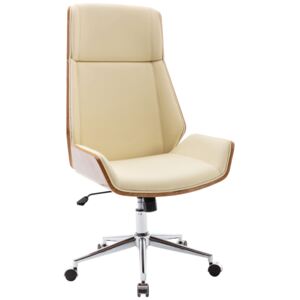 DMQ Béžová koženková ořechová kancelářská židle Berger