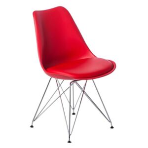 Židle DSR s čalouněným sedákem, červená