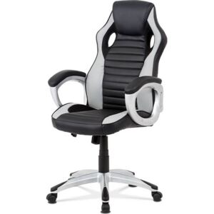 Kancelářská židle, šedá-černá ekokůže, houpací mech, kříž plast stříbrný KA-V507 GREY Art