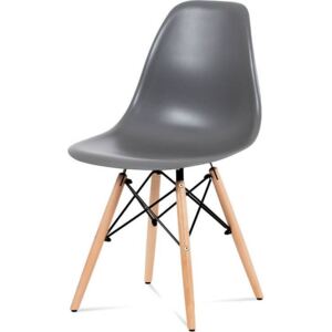 Jídelní židle, plast šedý / masiv buk / kov černý CT-758 GREY Art