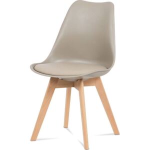 Jídelní židle, plast latté / koženka latté / masiv buk CT-752 LAT Art