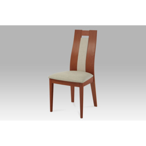 Jídelní židle dřevěná dekor třešeň a potah khaki látka BC-33905 TR3