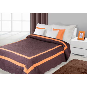 Přehoz na postel 210x170 cm Stripe (hnědá + oranžová)