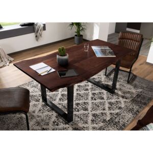 METALL Jedálenský stôl s hnedými nohami 220x100, akácia, hnedá
