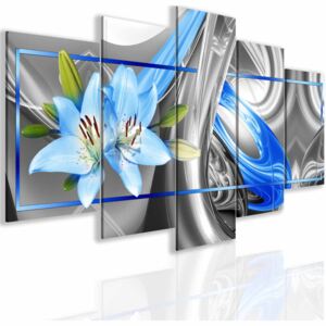 InSmile ® Abstraktní obraz lilie Blue Velikost (šířka x výška): 200x100 cm