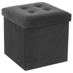 Rozkládací pouf s úložným prostorem, podnožka, nádoba s víkem 2 v 1, černá
