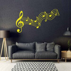 GLIX Hudba - samolepka na zeď Žlutá 50x30 cm