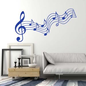 GLIX Hudba - samolepka na zeď Modrá 50x30 cm