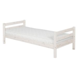 Bílá dětská postel z borovicového dřeva s boční lištou Flexa Classic, 90 x 200 cm