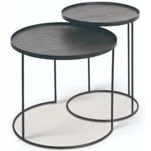 Ethnicraft designové odkládací stolky Round Tray Side Table Set Large/Small