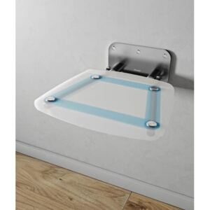 Sprchové sedátko Ravak OVO B sklopné š. 36 cm průsvitně bílá/modrá B8F0000055
