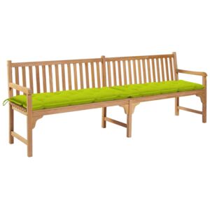 Zahradní lavice s jasně zelenou poduškou 240 cm masivní teak