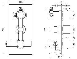 Mexen Cube DR02 podomítkový vanový a sprchový set s hlavovou sprchou 25x25 cm (7v1), černá, 77503DR0225-70