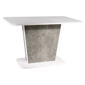 Rozkládací jídelní stůl HESTIA, 110-145x76x68, bílá/beton