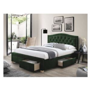 Čalouněná postel KARMEN Velvet, 160x200, zelená
