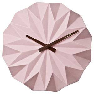 Designové nástěnné hodiny - Karlsson Origami Soft Pink, Ø 27 cm