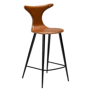 Koňakově hnědá barová židle z imitace kůže DAN–FORM Denmark Dolphin, výška 97 cm