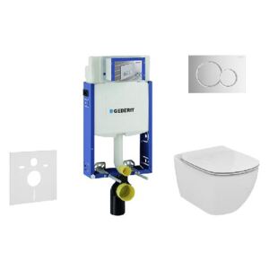 Geberit Kombifix - Modul pro závěsné WC s tlačítkem Sigma01, lesklý chrom + Ideal Standard Tesi - WC a sedátko, Aquablade, SoftClose 110.302.00.5 NU2
