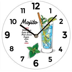 Postershop Nástěnné skleněné hodiny: Mojito - 30 cm