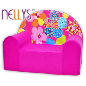 NELLYS Dětské křesílko/pohovečka Nellys ® - Květinky v růžové