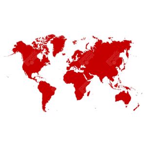 Magnetická mapa Světa, ilustrovaná, červená (samolepící feretická fólie) 93 x 66 cm