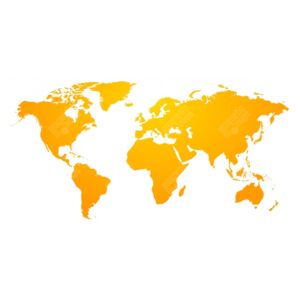 Magnetická mapa Světa, ilustrovaná, žlutá (samolepící feretická fólie) 95 x 66 cm