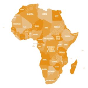Magnetická mapa Afriky, ilustrovaná, oranžová (samolepící feretická fólie) 66 x 66 cm