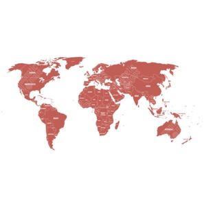 Magnetická mapa Světa, ilustrovaná, maroon (samolepící feretická fólie) 89 x 66 cm