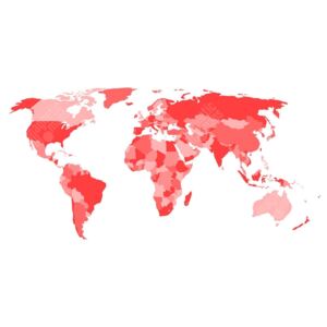 Magnetická mapa Světa, ilustrovaná, červená (samolepící feretická fólie) 89 x 66 cm