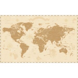 Magnetická mapa Světa, vintage, retro (samolepící feretická fólie) 108 x 66 cm