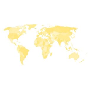 Magnetická mapa Světa, ilustrovaná, žlutá (samolepící feretická fólie) 89 x 66 cm