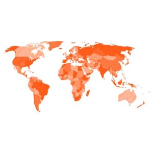 Magnetická mapa Světa, ilustrovaná, oranžová (samolepící feretická fólie) 89 x 66 cm