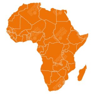 Magnetická mapa Afriky, ilustrovaná, oranžová (samolepící feretická fólie) 66 x 67 cm