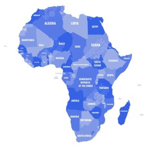 Magnetická mapa Afriky, ilustrovaná, modrá (samolepící feretická fólie) 66 x 66 cm