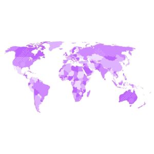 Magnetická mapa Světa, ilustrovaná, fialová (samolepící feretická fólie) 89 x 66 cm