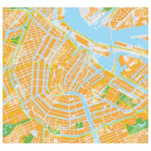 Magnetická mapa Amsterdamu, detailní, bez popisků (samolepící feretická fólie) 71 x 66 cm