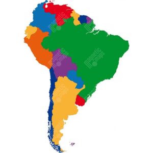 Magnetická mapa Jižní Ameriky, ilustrovaná, barevná (samolepící feretická fólie) 66 x 96 cm