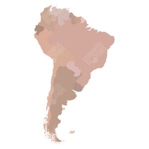 Magnetická mapa Jižní Ameriky, ilustrovaná, béžová (samolepící feretická fólie) 66 x 66 cm
