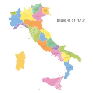 Magnetická mapa Itálie, ilustrovaná, barevná (samolepící feretická fólie) 66 x 66 cm