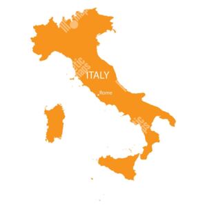 Magnetická mapa Itálie, ilustrovaná, oranžová (samolepící feretická fólie) 66 x 74 cm