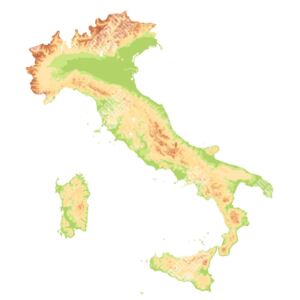 Magnetická mapa Itálie, geografická, bez popisků (samolepící feretická fólie) 66 x 75 cm