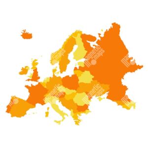 Magnetická mapa Evropy, ilustrovaná, oranžová (samolepící feretická fólie) 77 x 66 cm