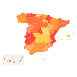 Magnetická mapa Španělska, ilustrovaná, barevná (samolepící feretická fólie) 89 x 66 cm