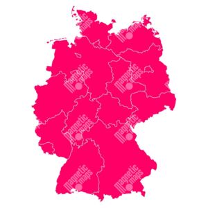 Magnetická mapa Německa, ilustrovaná, růžová (samolepící feretická fólie) 66 x 83 cm