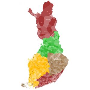 Magnetická mapa Finska, administrativní, barevná (samolepící feretická fólie) 66 x 110 cm